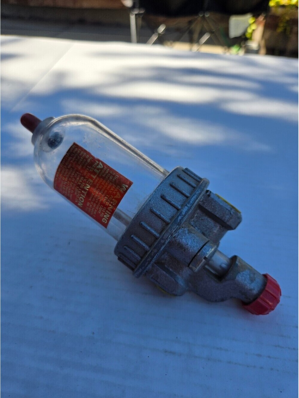 Vintage Pneumatic Air Line Filter Moisture Separator Clear Bowl Industrial Tool